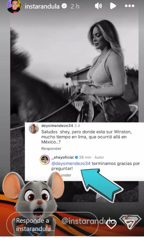 Sheyla Rojas anuncia su ruptura amorosa con Sir Winston.