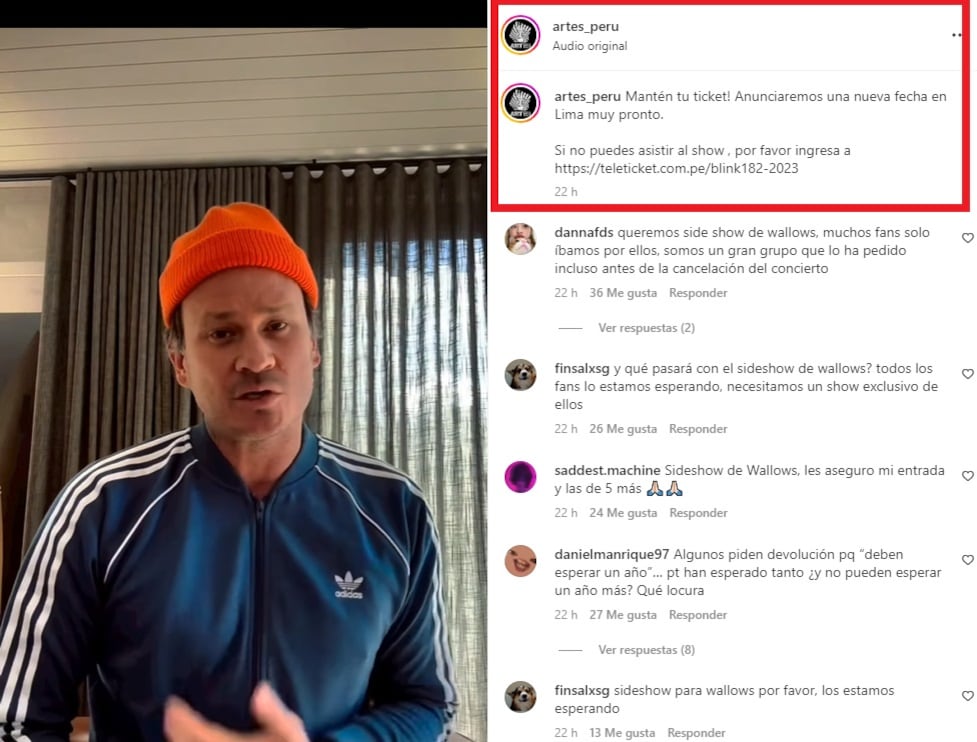 Pronunciamiento de Artes Perú sobre cancelación del concierto de Blink 182. (Foto: @artes_peru).