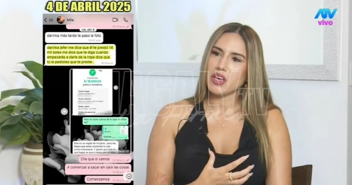 Darinka Ramírez muestra chat donde prima de Farfán le pregunta cuándo le devolverá el dinero que él le regaló.