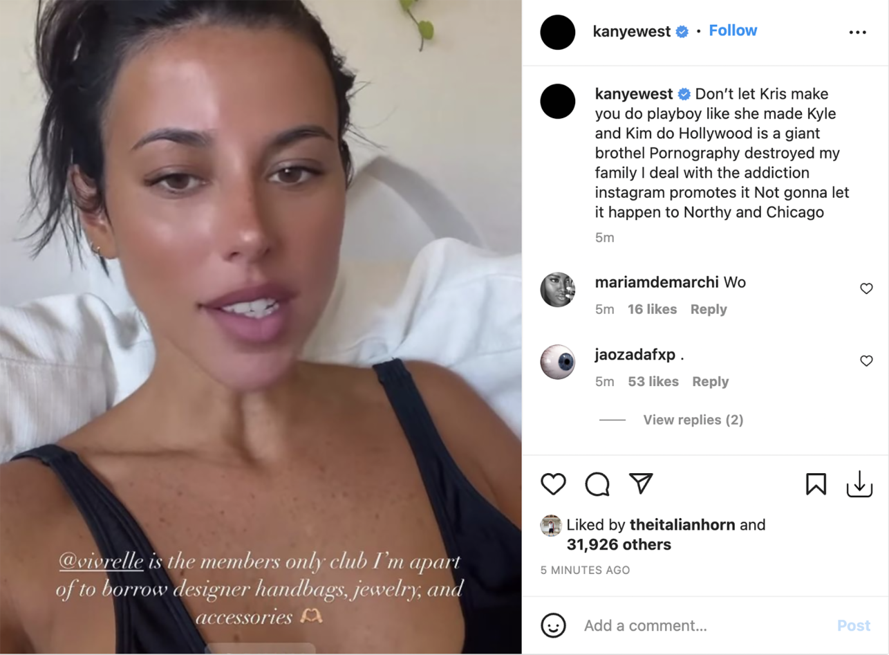 Kanye West: Tengo 'adicción' al porno y 'destruyó a mi familia' (IG. kanyewest)