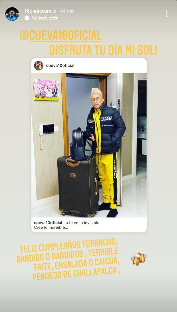 André Carrillo troleó a Christian Cueva por su cumpleaños. Foto: Instagram.