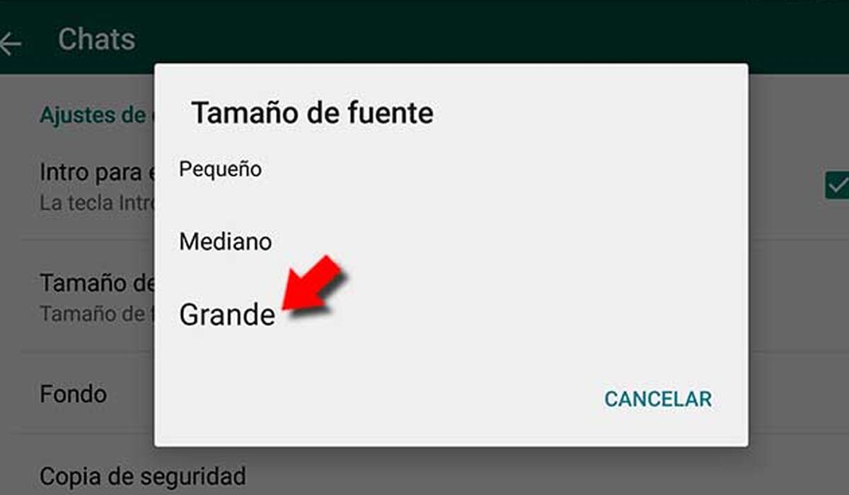 De esta forma podrás incrementar de tamaño las letras de WhatsApp. (Foto: Captura)