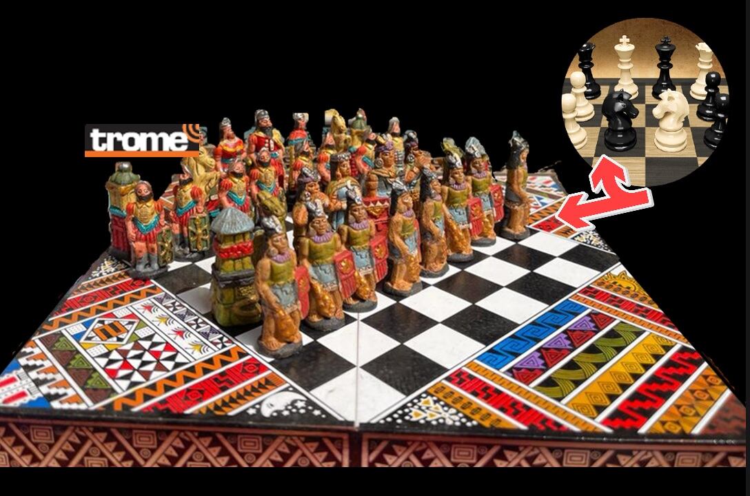 Además de pensar en algo para divertirlos, procure involucrarse en el juego de sus niños, por ejemplo con el ajedrez cusqueño. (Isabel Medina / Compos. Trome / Feria de la Fortuna).