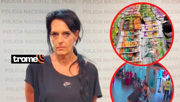 Ciudadana alemana fue detenida por la Policía con más de 42 kilos de alcaloide de cocaína. | Composición Diario Trome