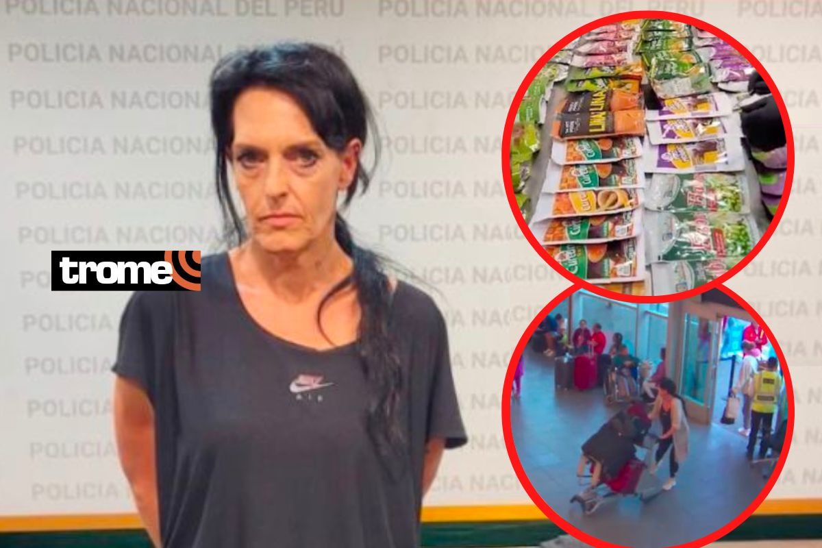 Ciudadana alemana fue detenida por la Policía con más de 42 kilos de alcaloide de cocaína. | Composición Diario Trome