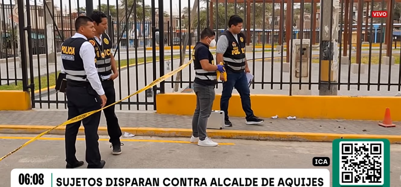 Efectivos de la Dirincri iniciaron las investigaciones para dar con los responsables del ataque al alcalde de Los Aquijes, en Ica.