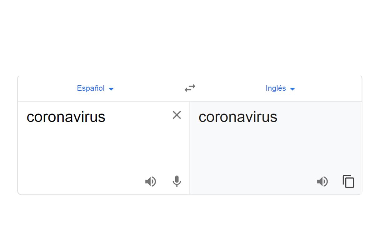 No hay mucha diferencia en la escritura de Coronavirus en español y el inglés. (Foto: Google Translate)