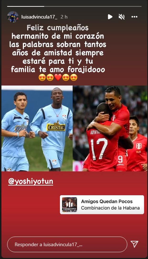 Luis Advíncula saludó a Yoshimar Yotún por su cumpleaños. Foto: Captura Instagram.