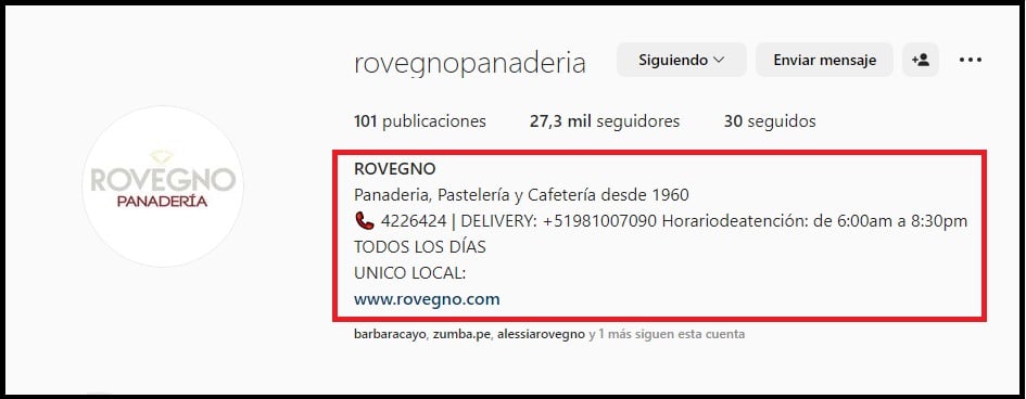 Número de Whatsapp para comprar el panetón 'La Bambina'. (Foto: @rovegnopanaderia).