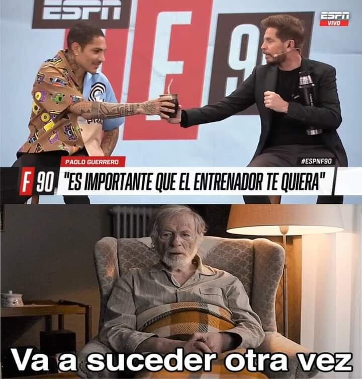 Meme tras la entrevista del Pollo Vignolo a Paolo Guerrero.