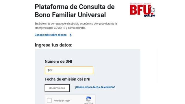 Este lunes 02 de noviembre les corresponde el pago a los beneficiarios cuyo número de DNI termine en 8 (Foto: Bono Familiar Universal)
