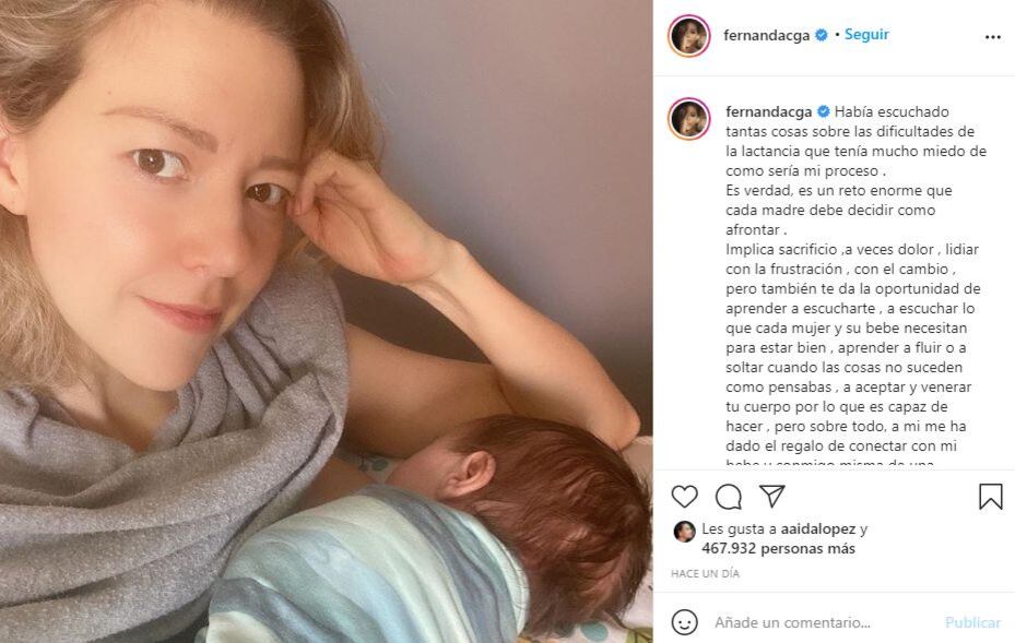 Fernanda Castillo envío un mensaje a todas las madres que están dando de lactar (Foto: Instagram)