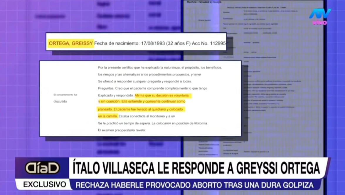 Ítalo Villaseca muestra prueba de que Greissy Ortega abortó a su bebé.