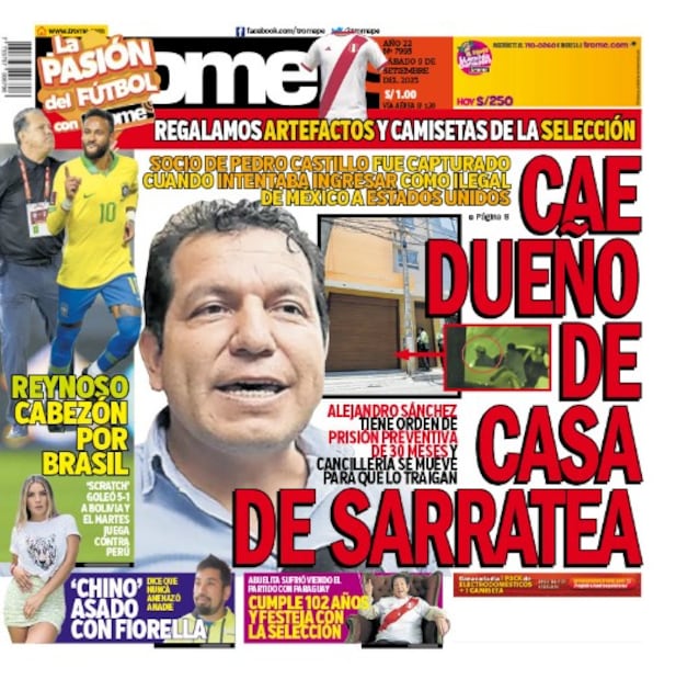 Portada impresa de Trome del sábado 9 de septiembre de 2023