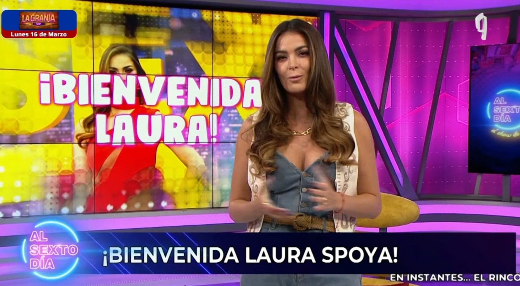 Laura Spoya de vuelta en 'Al sexto día' y con faja tras operación a la columna.