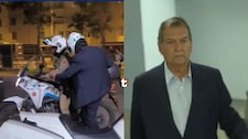 ¡Llegó tarde al debate! Jorge Nieto apareció en moto de la Policía y denuncia bloqueos en su camino