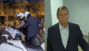 ¡Llegó tarde al debate! Jorge Nieto apareció en moto de la Policía y denuncia bloqueos en su camino