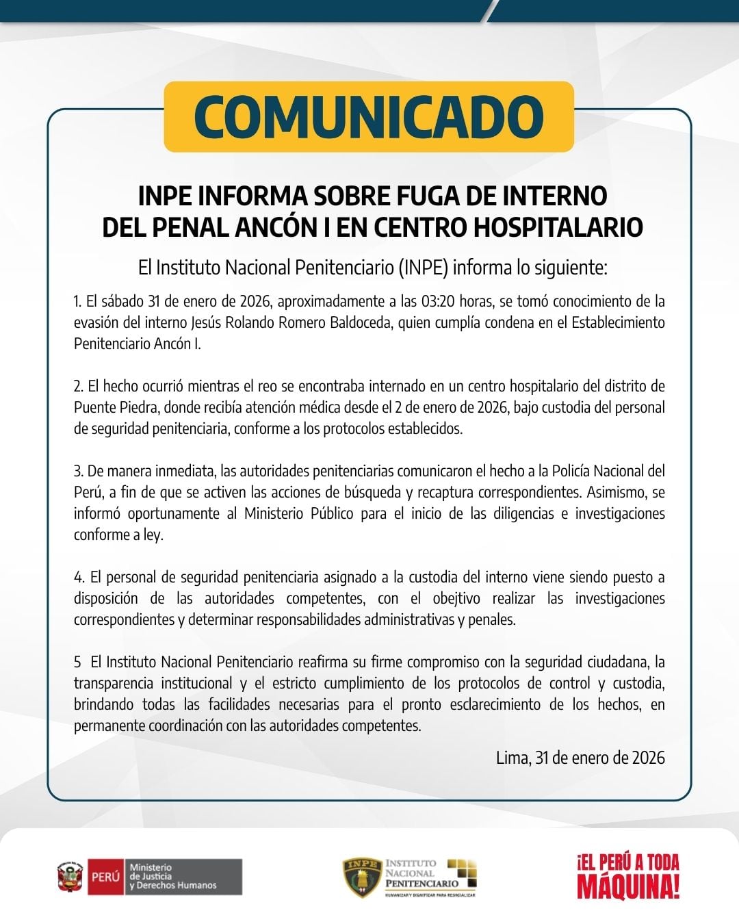 Delincuente estaba internado en Hospital de Juan Piedra. (@photo.gec)