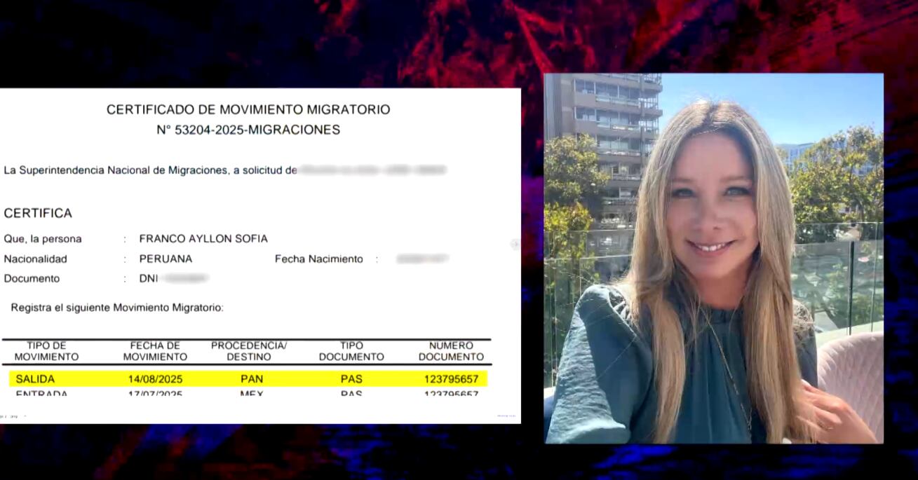 Sofía Franco está en Panamá, según registro migratorio.