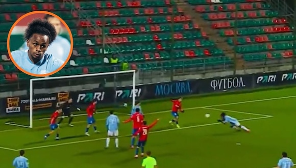 Yordy Reyna marca GOLAZO de palomita en el triunfo del Rodina Moscú por la Liga Nacional del Fútbol de Rusia (Redes sociales)