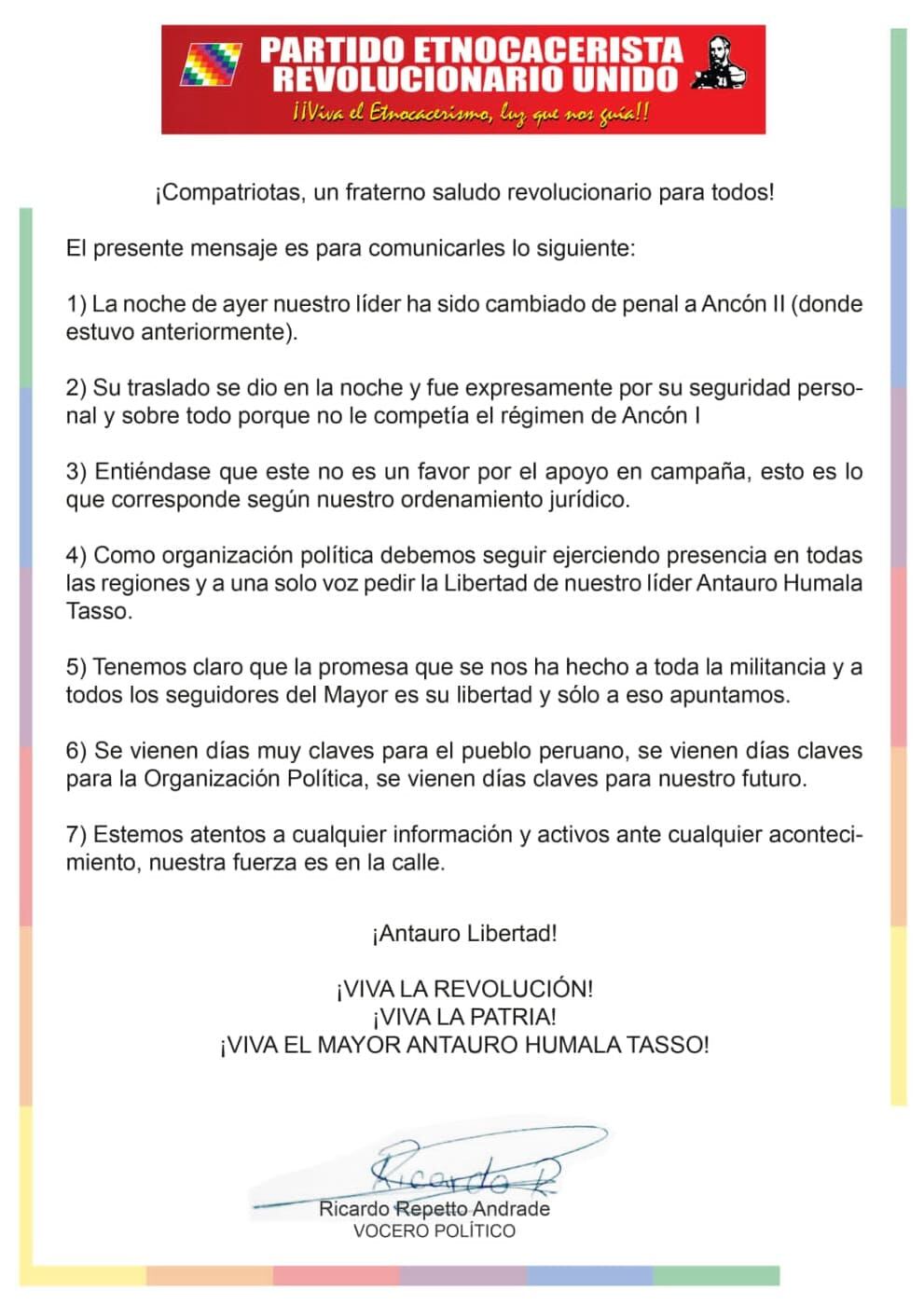 Comunidad del Partido Etnocacerista Revolucionario Unidos sobre Antauro Humala.