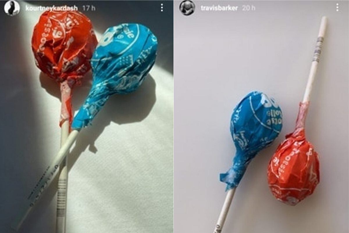 Kourtney Kardashian y Travis Barker tienen a los 'lollipop' o paletas de caramelo como símbolo de su amor. (Foto: Instagram Stories)