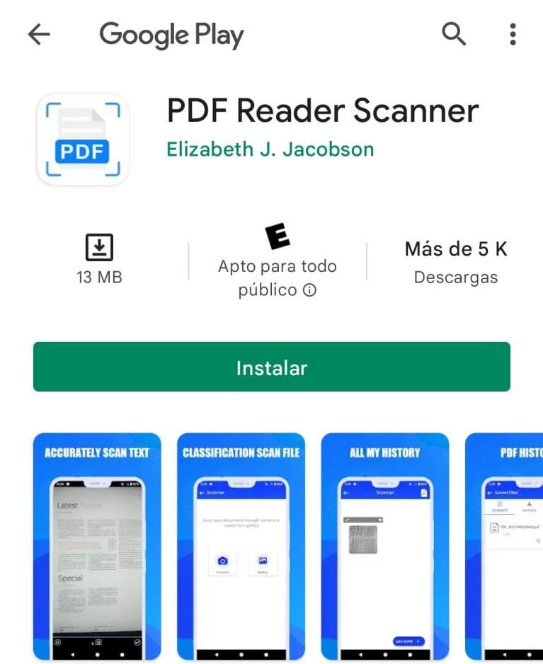 PDF Reader Scanner infectado de Joker.