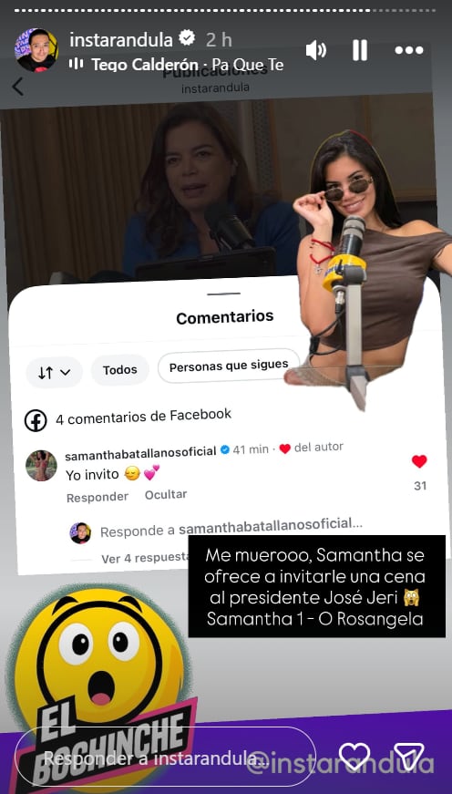Samantha Batallanos invita a cenar al presidente de la República, José Jerí.