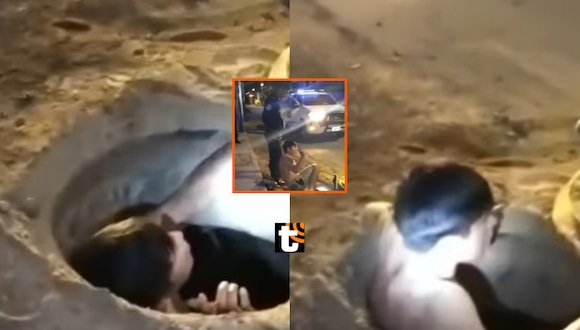 TROME - ¡Inaudito! Ladrón se esconde en buzón de desagüe en Chiclayo para no ser capturado tras robar cables