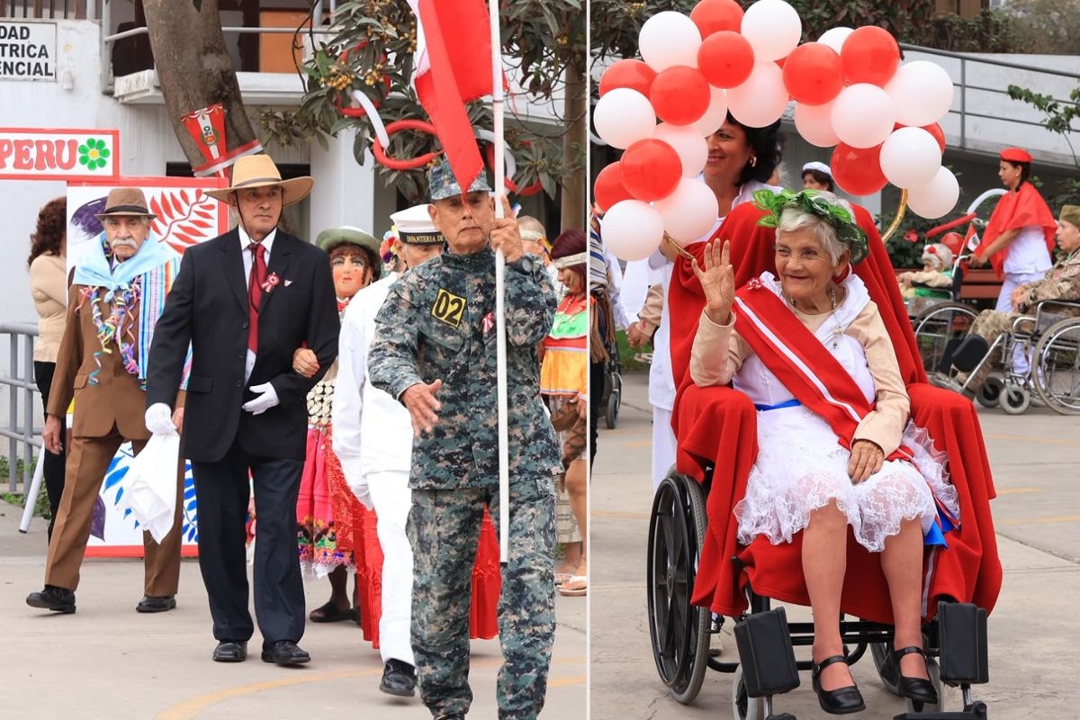 Abuelitos del Hogar Canevaro llenaron de alegría desfile por Fiestas Patrias. Foto: Beneficencia de Lima.