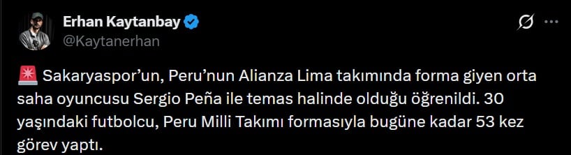 Desde Turquía informan sobre la posible llegada de Sergio Peña al Sakaryaspor. (Imagen: Captura de X)