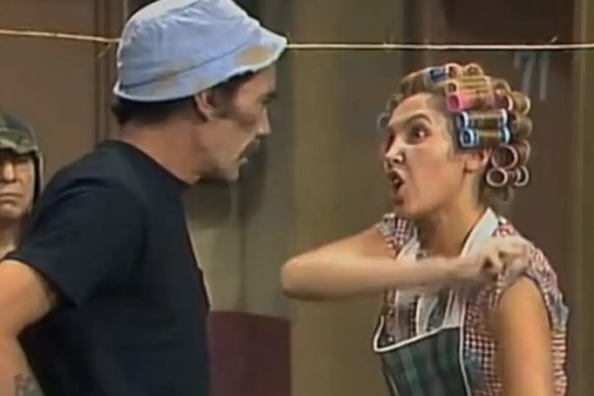 Ramón Valdés junto a Florinda Meza en plena grabación (Foto: Televisa)