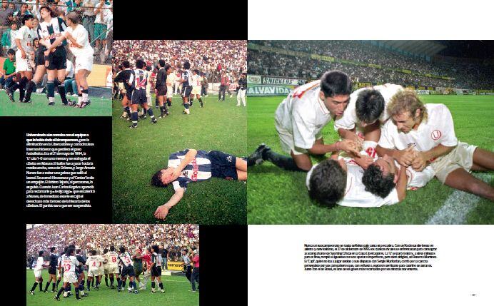 Vista interna del libro "Centenario" con postales noventeras de la historia de Universitario de Deportes. (Archivo histórico de El Comercio)