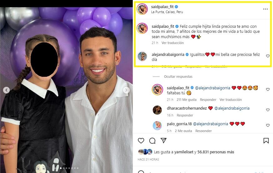 Hija de Said Palao cumplió 7 años. (Foto: @saidpalao_fit).