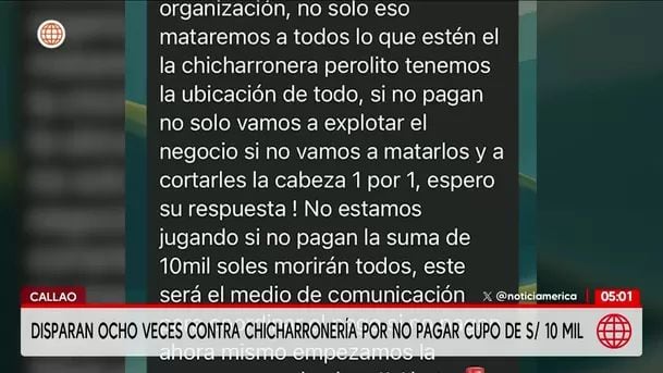 Atacan a balazos una chicharronería por cobro de cupo en el Callao. Foto: América Noticias