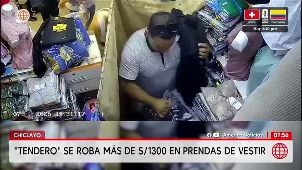 Tendero roba más de 1300 soles en ropa en Chiclayo. Foto: América Noticias