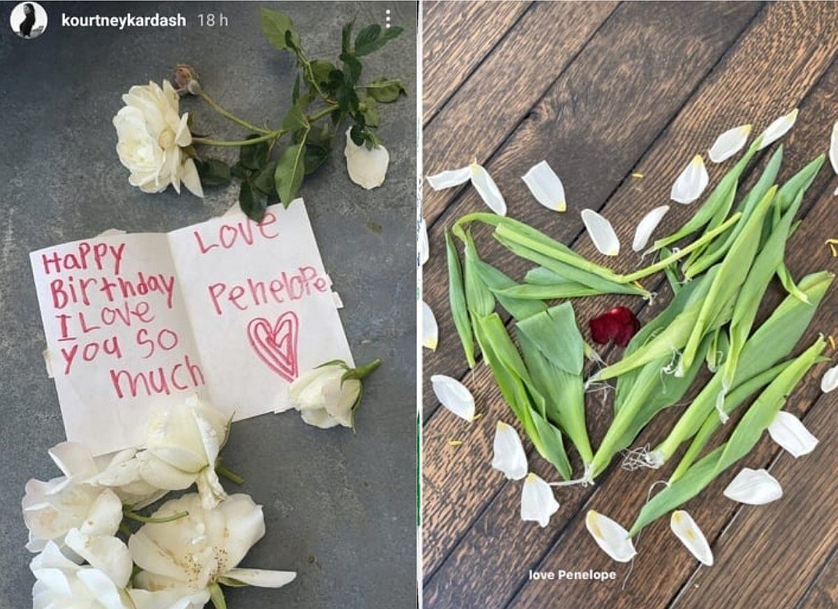 Kourtney Kardashian también recibió flores de su hija junto al modelo Scott Disick. (Foto: Instagram)