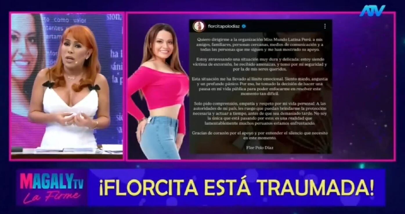 Magaly Medina cuestiona a Florcita Polo tras lanzar comunicado.