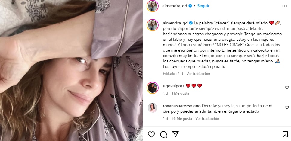 Almendra Gomelsky revela que tiene cáncer