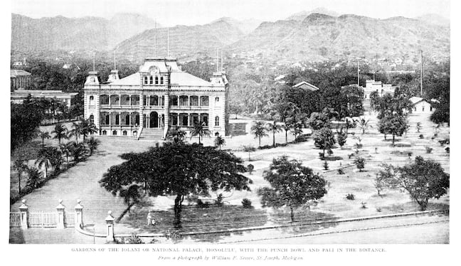 Palacio Iolani en 1895, Honolulu (Oahu), Hawái.