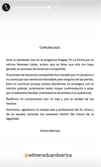 Tomate Barraza niega que Vanessa López le ganara proceso de tenencia compartida de su hija.