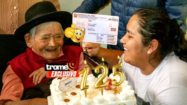 Don Marcelino Abad, 'Mashico' , el más longevo del Perú. Pasó más de cien años viviendo solito. Ahora recibe cariño en casa hogar 'Mis abuelitos'. (Isabel Medina / Foto compos. Trome /Pensión 65).