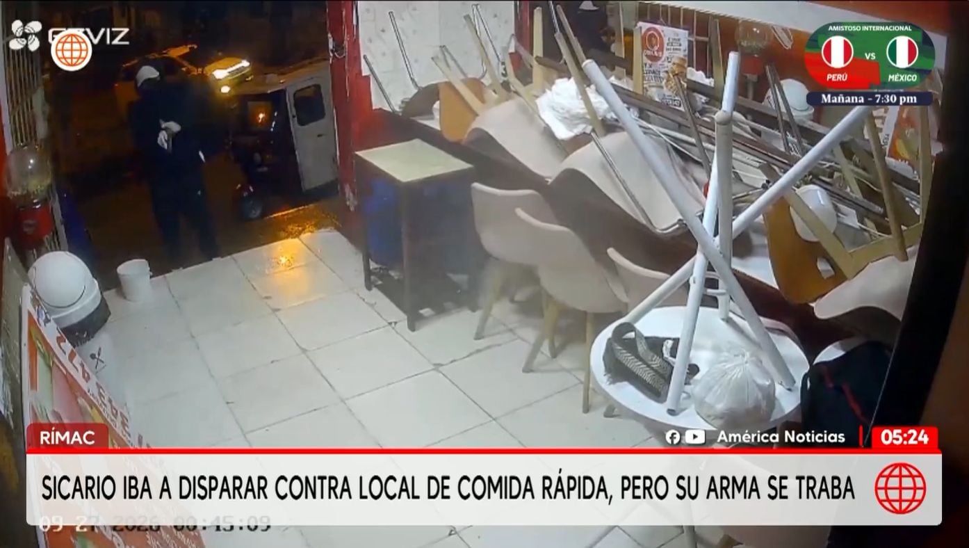 Sicario intenta disparar contra negocio de comida en el Rímac. Foto: América Noticias