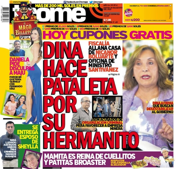 Portada impresa de Trome del jueves 28 de agosto de 2025