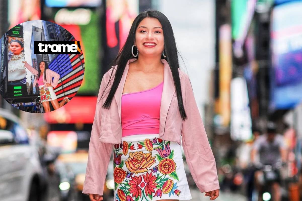 Wendy Sulca brilló en pantalla principal del Times Square, en Manhattan. Foto: Marco del Río