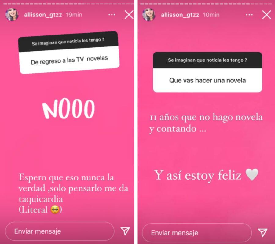 Muchos de los fans de Allisson Lozz le preguntaron si iba a regresar a las telenovelas y esto contestó (Foto: Instagram / Allisson Lozz)
