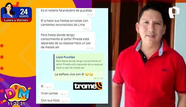 Paul Pineda, notario de Giuliana, seguiría viviendo con su esposa. Fuente: Panamericana TV.