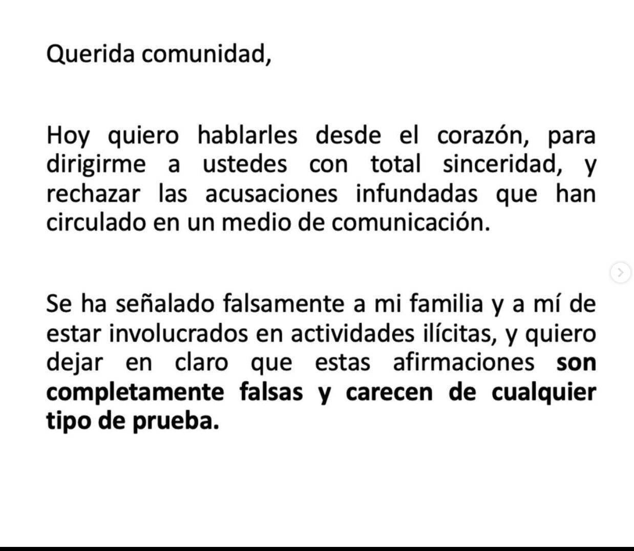 María Pía inicia acciones legales tras acusaciones en su contra
