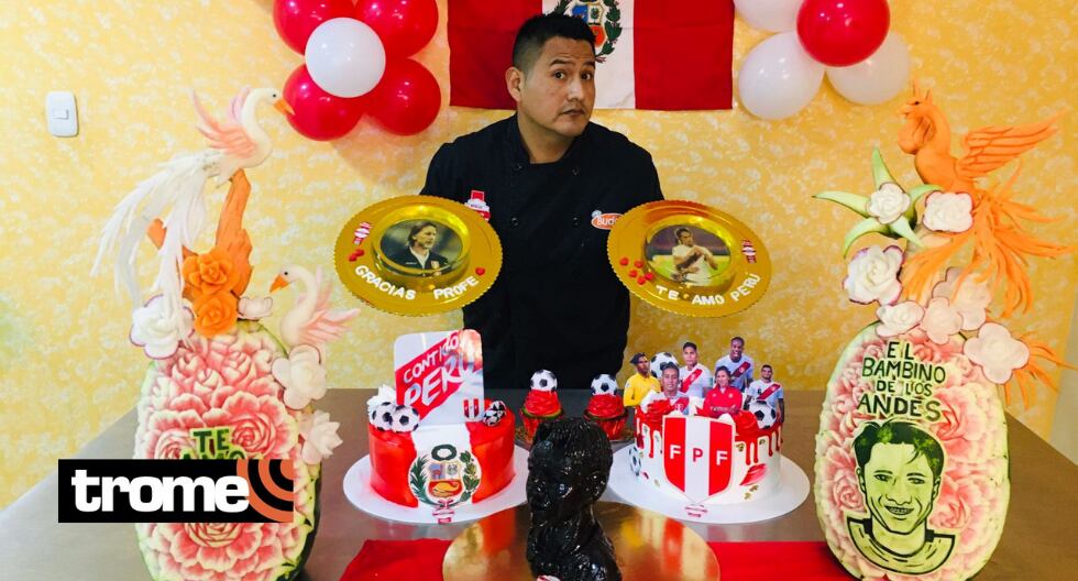 Talento esculpió cara de goleador peruano y además, elaboró, gelatinas y tortas con temática de la selección nacional