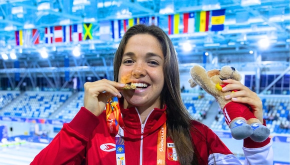 Rafaela Fernandin habla tras conseguir medalla de oro en natación (Video: @FVSports_per)